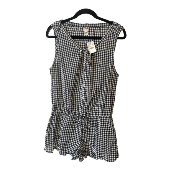 J. Crew Navy and White Gingham Romper Sz. Medium Light weight Brand New - Picture 4 of 7